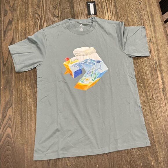 Converse Other - NWT Converse Star Chevron Ocean Graphic T-Shirt Short Sleeve Crewneck Grey M